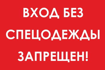 И39 вход без спецодежды запрещен! (пленка, 300х400 мм) - Знаки безопасности - Знаки и таблички для строительных площадок - ohrana.inoy.org