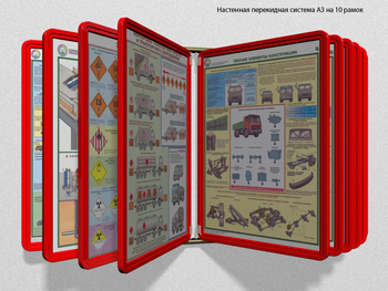 Настенная перекидная система а3 на 10 рамок (красная) - Перекидные системы для плакатов, карманы и рамки - Настенные перекидные системы - ohrana.inoy.org